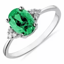 Oval grön zirkon ring i silver