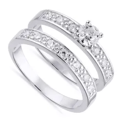 Bred vit zirkon ring i silver