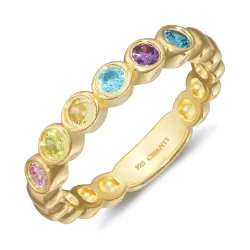 multifärgat zirkon ring i förgyllt silver - Bubbly Twist