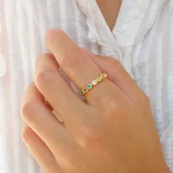 multifärgat zirkon ring i förgyllt silver - Bubbly Twist