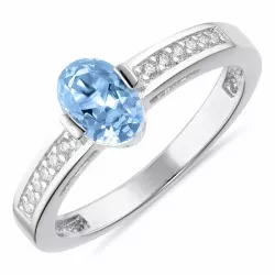 blå silver ring i rhodinerat silver