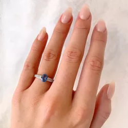 blå silver ring i rhodinerat silver