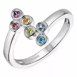 multifärgat ring i silver