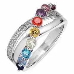 multifärgat zirkon ring i silver