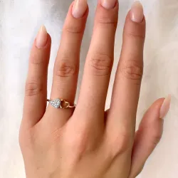 hjärta ring i silver med förgyllt silver