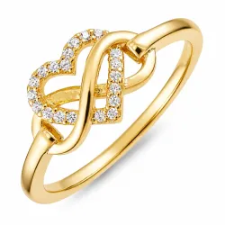 hjärtan zirkon ring i förgylld mässing