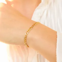 panzerarmband i förgyllt silver 18,5 cm x 4,3 mm