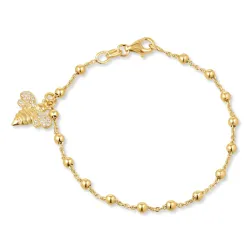 bi zirkon armband i förgyllt silver med hängen i förgyllt silver