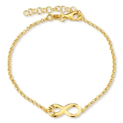 infinity armband i förgyllt silver med hängen i förgyllt silver