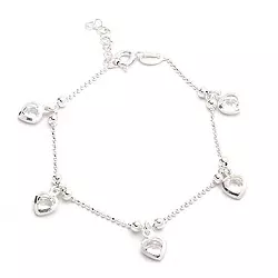 Hjärta vit kristal armband i silver med hängen i silver