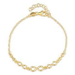 infinity armband i förgyllt silver med hängen i förgyllt silver
