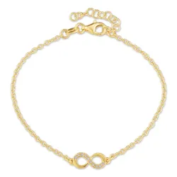 infinity armband i förgyllt silver med hängen i förgyllt silver