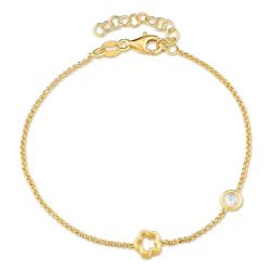 blommor armband i förgyllt silver med hängen i förgyllt silver