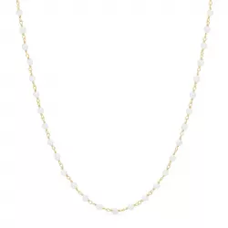 rund vit pärla halsband i förgyllt silver 40 cm plus 5 cm x 3,3 mm