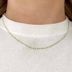 rund vit pärla halsband i förgyllt silver 40 cm plus 5 cm x 2,7 mm