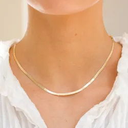 platt ormhalskedja i förgyllt silver 40 plus 5 cm x 