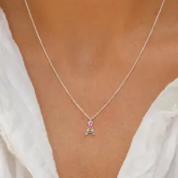 bokstav a multifärgat zirkon halsband i silver - My Letter
