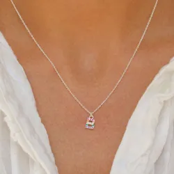 bokstav b multifärgat zirkon halsband i silver - My Letter