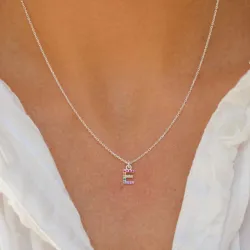 bokstav e multifärgat zirkon halsband i silver - My Letter