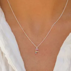 bokstav f multifärgat zirkon halsband i silver
