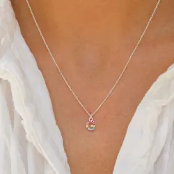 bokstav g multifärgat zirkon halsband i silver - My Letter