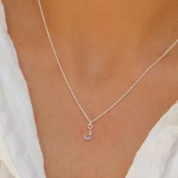bokstav j multifärgat zirkon halsband i silver - My Letter
