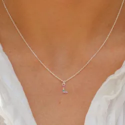 bokstav l multifärgat zirkon halsband i silver - My Letter