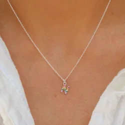 bokstav n multifärgat zirkon halsband i silver - My Letter