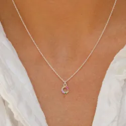 bokstav o multifärgat zirkon halsband i silver - My Letter