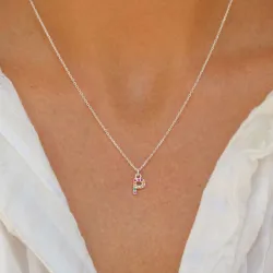 bokstav p multifärgat zirkon halsband i silver - My Letter