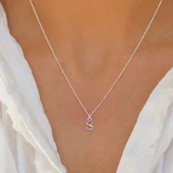 bokstav s multifärgat zirkon halsband i silver - My Letter