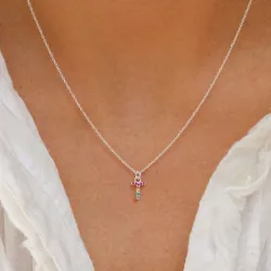 bokstav t multifärgat zirkon halsband i silver - My Letter