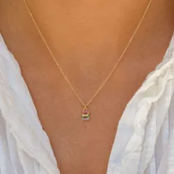 bokstav b multifärgat zirkon halsband i förgyllt silver - My Letter