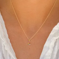bokstav c multifärgat zirkon halsband i förgyllt silver - My Letter