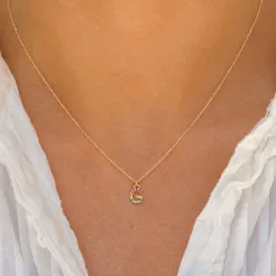 bokstav g multifärgat zirkon halsband i förgyllt silver