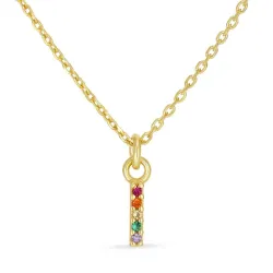 bokstav i multifärgat zirkon halsband i förgyllt silver - My Letter
