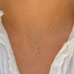 bokstav m multifärgat zirkon halsband i förgyllt silver - My Letter