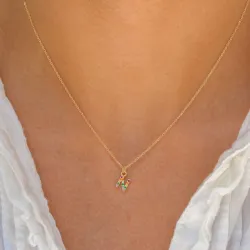 bokstav n multifärgat zirkon halsband i förgyllt silver - My Letter