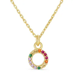 bokstav o multifärgat zirkon halsband i silver - My Letter