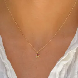 bokstav p multifärgat zirkon halsband i förgyllt silver - My Letter