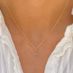 bokstav s multifärgat zirkon halsband i förgyllt silver