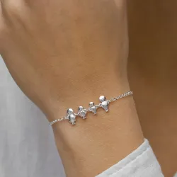 familj armband i silver med Far – Søn - Dotter - Mor  i silver
