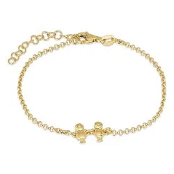 familj armband i förgyllt silver med Søn - Dotter i förgyllt silver