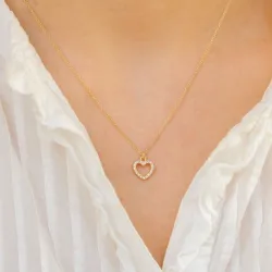 hjärta halsband i förgyllt silver