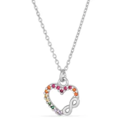 hjärta multifärgat halsband i silver