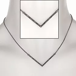 Halsband i svart rhodinerat silver med hängen i svart rhodinerat silver