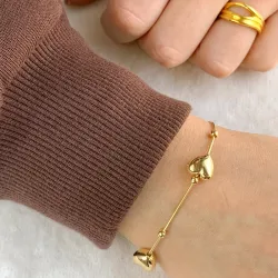 Hjärta ormarmband i förgyllt silver med hängen i förgyllt silver