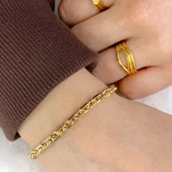 Bnh anker facet armband i förgyllt silver 18,5 cm x 4,0 mm