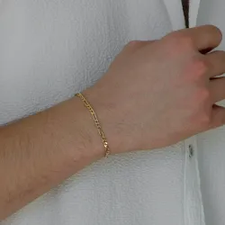 figaroarmband i förgyllt silver 21 cm x 3,4 mm