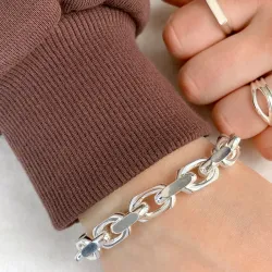 Bnh anker facet armband i silver 18,5 cm x 9,0 mm